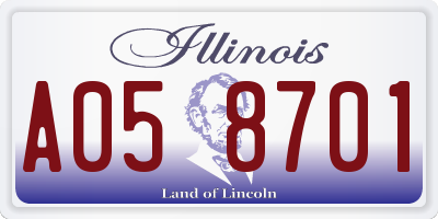 IL license plate A058701