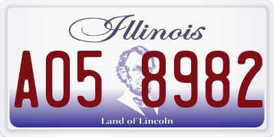 IL license plate A058982