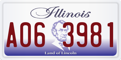 IL license plate A063981