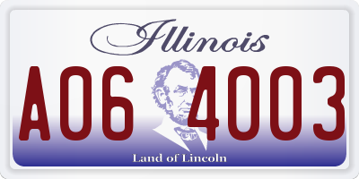 IL license plate A064003