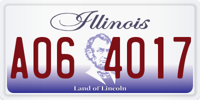 IL license plate A064017
