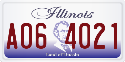 IL license plate A064021