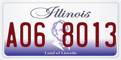 IL license plate A068013