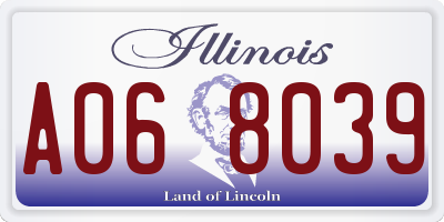 IL license plate A068039