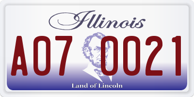 IL license plate A070021