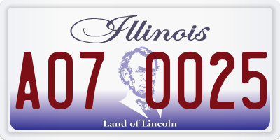 IL license plate A070025