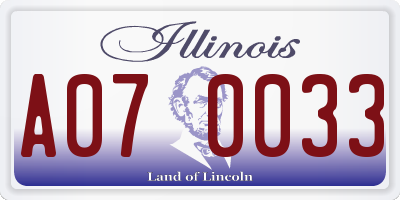 IL license plate A070033