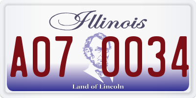IL license plate A070034