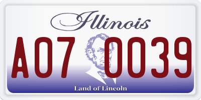 IL license plate A070039