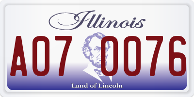 IL license plate A070076