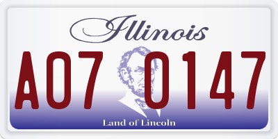 IL license plate A070147