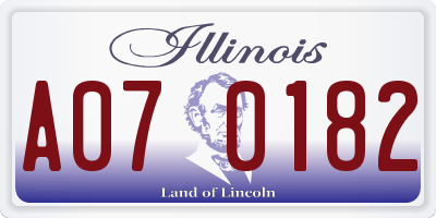 IL license plate A070182