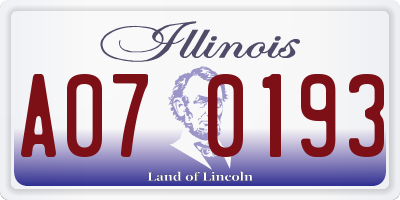 IL license plate A070193