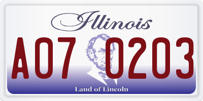 IL license plate A070203