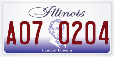 IL license plate A070204