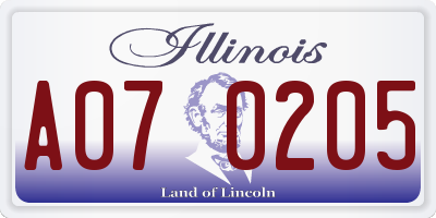 IL license plate A070205