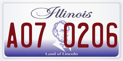 IL license plate A070206