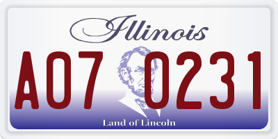 IL license plate A070231