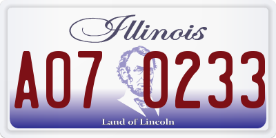 IL license plate A070233