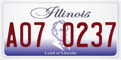 IL license plate A070237