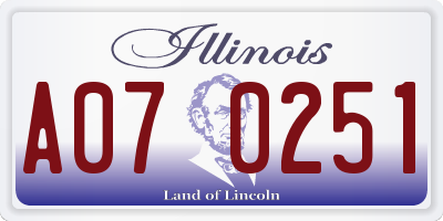 IL license plate A070251