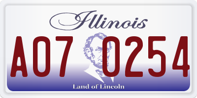 IL license plate A070254