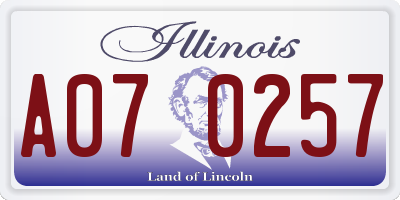 IL license plate A070257