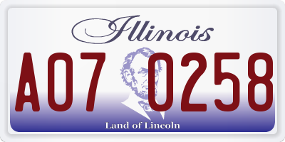 IL license plate A070258