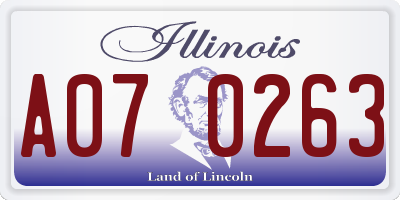 IL license plate A070263