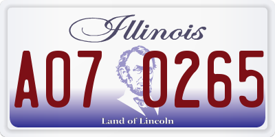 IL license plate A070265