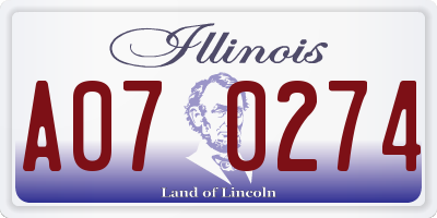 IL license plate A070274