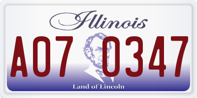 IL license plate A070347