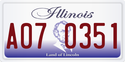 IL license plate A070351