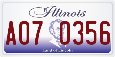 IL license plate A070356
