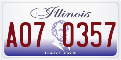 IL license plate A070357