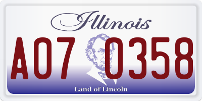 IL license plate A070358
