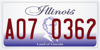 IL license plate A070362