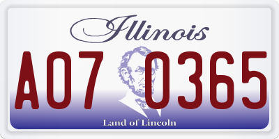 IL license plate A070365