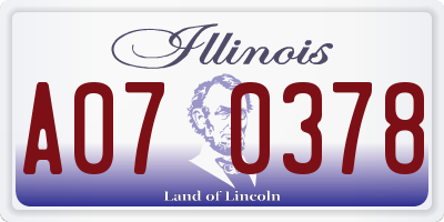 IL license plate A070378