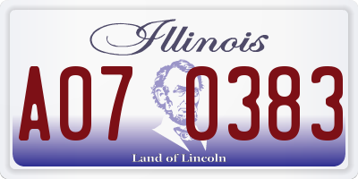 IL license plate A070383
