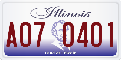 IL license plate A070401