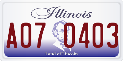 IL license plate A070403