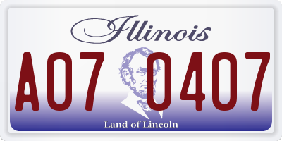 IL license plate A070407