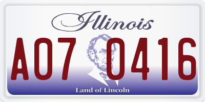 IL license plate A070416