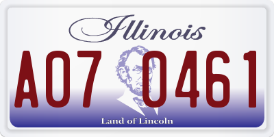 IL license plate A070461