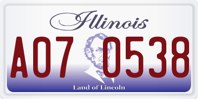 IL license plate A070538