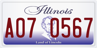 IL license plate A070567