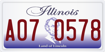 IL license plate A070578