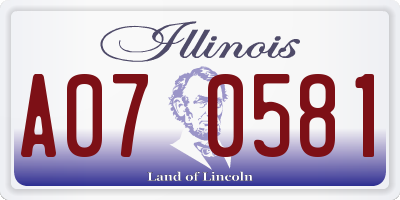 IL license plate A070581