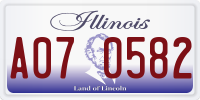 IL license plate A070582